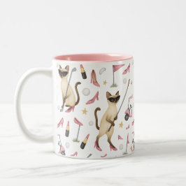 Taza Bicolor Fiesta de soltera para gatos golfistas con tema ro