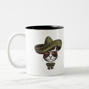 Taza Bicolor Fiesta Gato Sombrero