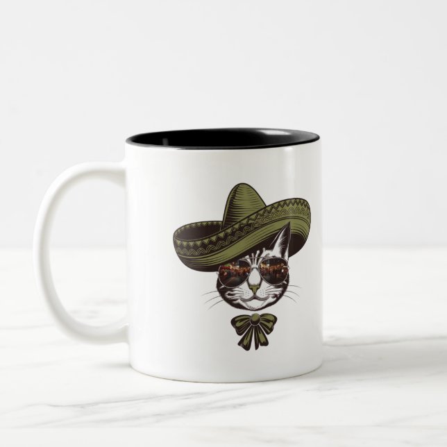 Taza Bicolor Fiesta Gato Sombrero (Izquierda)
