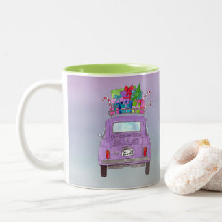 Taza Bicolor Fiesta retro púrpura 500 con regalos de Navidades