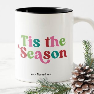 Taza Bicolor Fiestas de Navidad Brillantes Colores Divertidos M