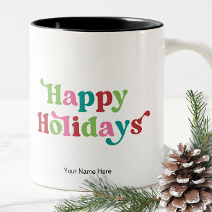 Taza Bicolor Fiestas de Navidad Brillantes Colores Divertidos M
