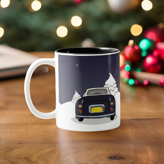 Taza Bicolor Figmas Figmas Figaro Negro Coche (Happy Figmas! Add your name to this festive figaro mug)