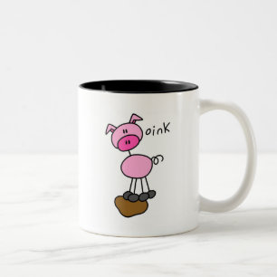 Taza Bicolor Figura camisetas y regalos del palillo del cerdo