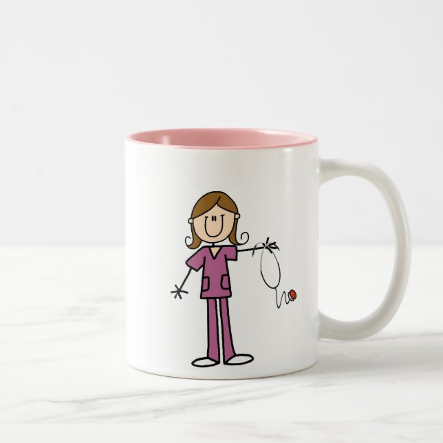 Taza Bicolor Figura femenina enfermera del palillo del pelo de (Derecha)
