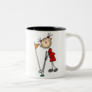 Taza Bicolor Figura femenina golfista del palillo
