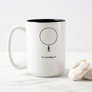 Taza Bicolor Figura Mínima Bajo Presión Arte de Línea Abstracta