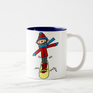 Taza Bicolor Figura snowboard del palillo