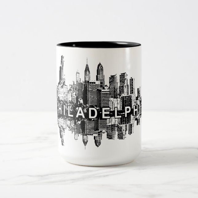 Taza Bicolor Filadelfia, Pensilvania en negro (Centro)