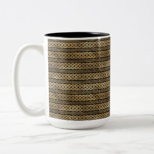Taza Bicolor FILAS NEGRO Y ORO DE bonitos CELÁTICAS
