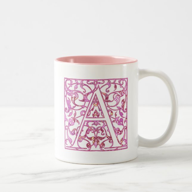 Taza Bicolor Filigree Pink A Monograma (Derecha)