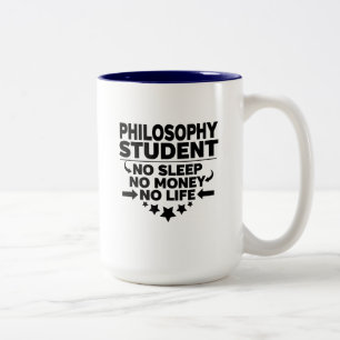 Taza Bicolor Filosofía, estudiante, sin sueño, sin dinero, sin 