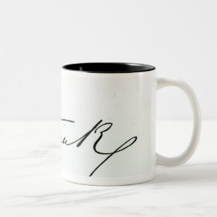 Taza Bicolor Firma de la reina Victoria (pluma y tinta en el