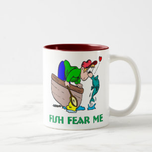 Taza Bicolor Fish Fear Me Miedo Gracioso Pesca Mug