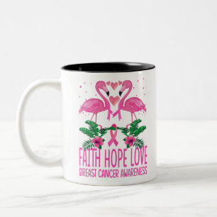 Taza Bicolor Flamingo Faith Hope Love Mama Cancer Awareness
