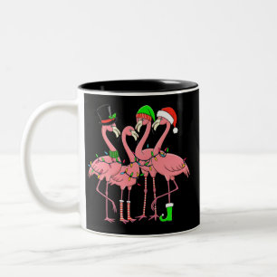 Taza Bicolor Flamingo Merry Christmas Funny Flamingo Lover Rega