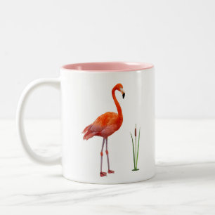 Taza Bicolor Flamingo rosado y monograma café de dos tonos