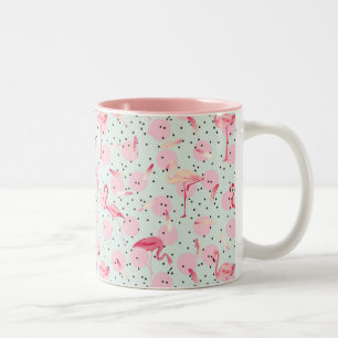 Taza Bicolor Flamingo Se Pena En Los Puntos De Polka