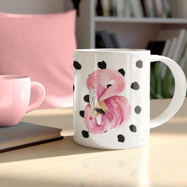 Taza Bicolor Flamingo y puntos de color rosa exótico moderno
