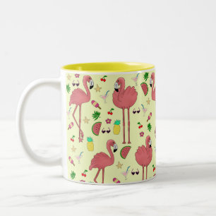 Taza Bicolor Flamingos y el tema del verano - Amarillo