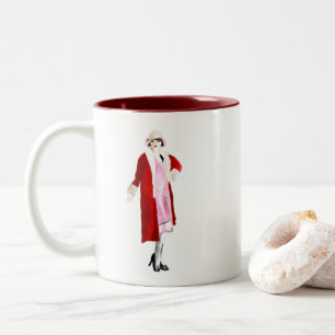 Taza Bicolor Flapper vintage moda dama de veintes