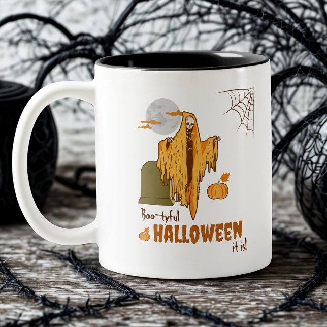 Taza Bicolor Flirring Skeleton Funny Pumpkin Booty Halloween (Subido por el creador)