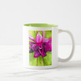Taza Bicolor Flor acuarela de color rosa de arte pop de Fuchsia