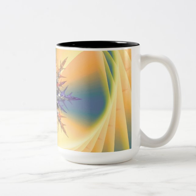 Taza Bicolor Flor amarillo y marrón moderna (Derecha)