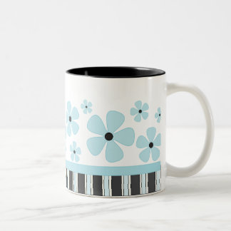 Taza Bicolor Flor azul