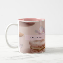 Taza Bicolor Flor de almendra personalizada de Pastel Macaron