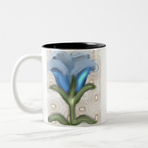 Taza Bicolor Flor de Bloom Místico Azul - Flor en Crecimiento