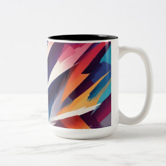 Taza Bicolor Flor de color geométrica negrita