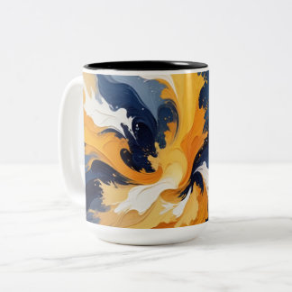 Taza Bicolor Flor de color geométrica negrita