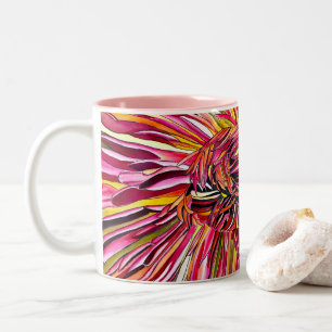 Taza Bicolor Flor de crisantemo acuarela