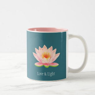 Taza Bicolor Flor de Loto Rosa sobre Azul Turquesa