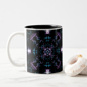 Taza Bicolor Flor de Mandala morada y azul
