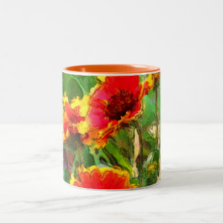 Taza Bicolor Flor de manta Daisies Watercolor Art