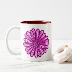 Taza Bicolor Flor de margarita africana, Ilustracion realista