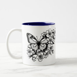 Taza Bicolor Flor de mariposa