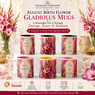 Taza Bicolor Flor de nacimiento de agosto • Resúmenes de energí