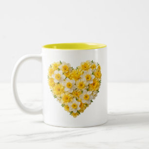 Taza Bicolor Flor de nacimiento de marzo Corazón de narciso