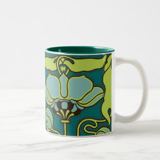 Taza Bicolor Flor de Nouveau del arte