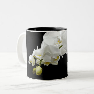 Taza Bicolor Flor de orquídea blanca