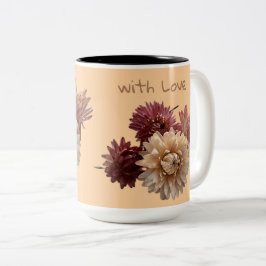 Taza Bicolor Flor de paja rosa y malva con amor rosa oscuro