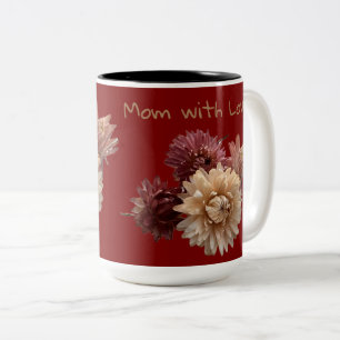 Taza Bicolor Flor de paja rosa y maroon con nombre