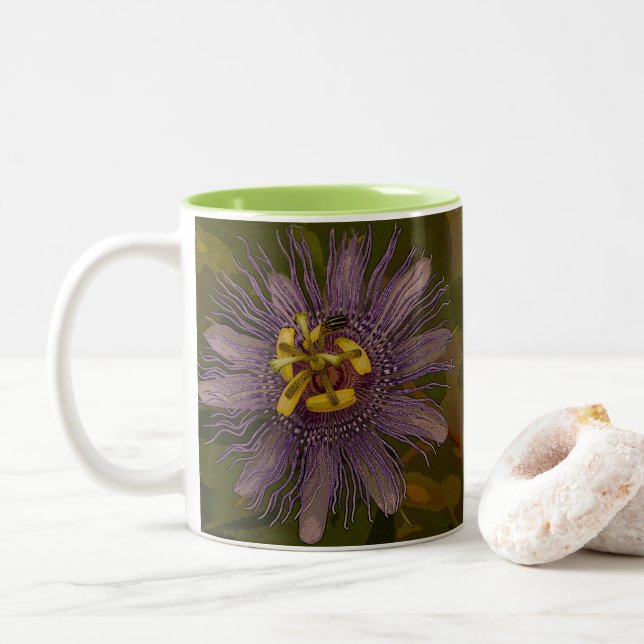 Taza Bicolor Flor de pasión (Con donut)