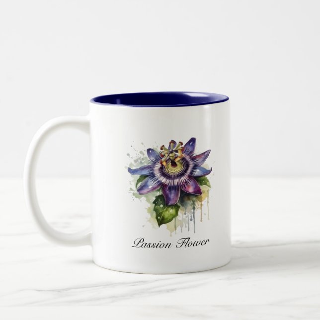Taza Bicolor Flor de pasión púrpura apasionada (Izquierda)