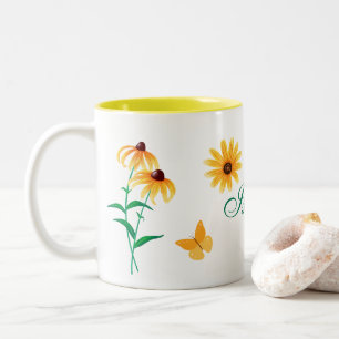 Taza Bicolor Flor de verano de ojos negros Susan amarillo
