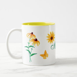 Taza Bicolor Flor de verano de ojos negros Susan amarillo