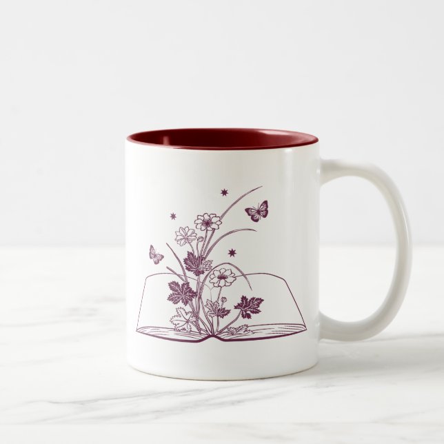 Taza Bicolor Flor estética del libro floral (Derecha)